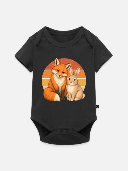 Fuchs und Hase - Baby Premium Kurzarmbody - Schwarz