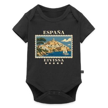 Spanien Eivissa Vintage Reisemarke - Baby Premium Kurzarmbody - Schwarz - Vorne
