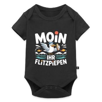 Moin Ihr Flitzpiepen Norddeutsch Hamburg Büro Moin - Baby Premium Kurzarmbody - Schwarz - Vorne