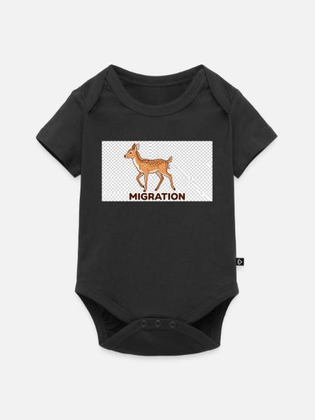 Migrationshirsch Illustration - Baby Premium Kurzarmbody - Schwarz