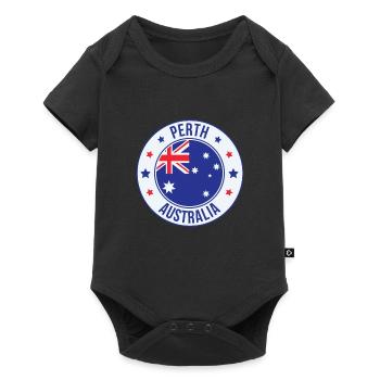 Insigne du drapeau rond de Perth, Australie - Body à manches courtes Premium Bébé - noir - Devant