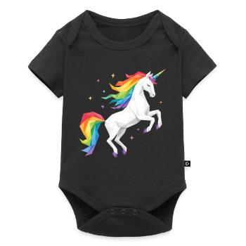 Licorne arc-en-ciel géométrique - Body à manches courtes Premium Bébé - noir - Devant