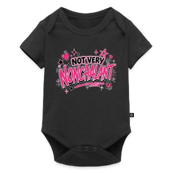Pas très nonchalant écriture rose néon - Body à manches courtes Premium Bébé - noir - Devant