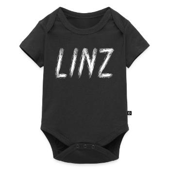 Linz, Österreich – Typografie der Pinselstrichstadt - Baby Premium Kurzarmbody - Schwarz - Vorne