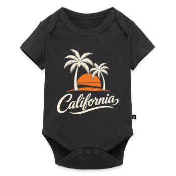 Coucher de soleil californien avec palmiers rétro - Body à manches courtes Premium Bébé - noir - Devant