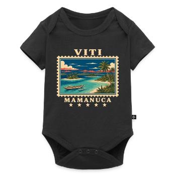 Marque de voyage vintage Mamanuca aux Fidji - Body à manches courtes Premium Bébé - noir - Devant