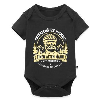Alter Mann mit Fahrrad Emblem - Baby Premium Kurzarmbody - Schwarz - Vorne