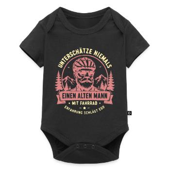 Unterschätze niemals alten Mann mit Fahrrad - Baby Premium Kurzarmbody - Schwarz - Vorne