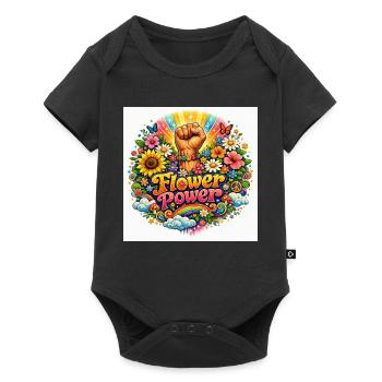 Poings et Fleurs de Flower Power - Body à manches courtes Premium Bébé - noir - Devant