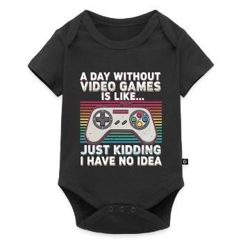Retro Controller Humor Rainbow - Baby Premium short-sleeve bodysuit - black - Front