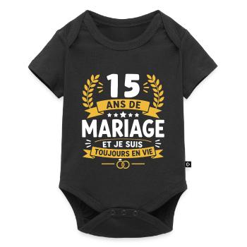 Quinze Ans de Mariage - Toujours en Vie - Body à manches courtes Premium Bébé - noir - Devant