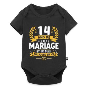14 Ans de Mariage Toujours Vivants - Body à manches courtes Premium Bébé - noir - Devant