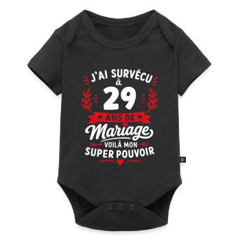 29 ans de mariage - mon super pouvoir - Body à manches courtes Premium Bébé - noir - Devant
