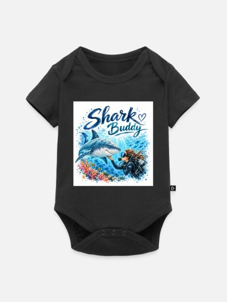 Shark Buddy Unterwasserfreund - Baby Premium Kurzarmbody - Schwarz