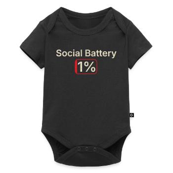 Social Battery 1% Funny Introvert Gift - Baby Premium short-sleeve bodysuit - black - Front