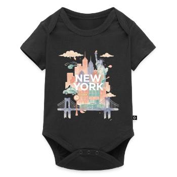 Pastel New York Skyline Watercolor - Baby Premium short-sleeve bodysuit - black - Front