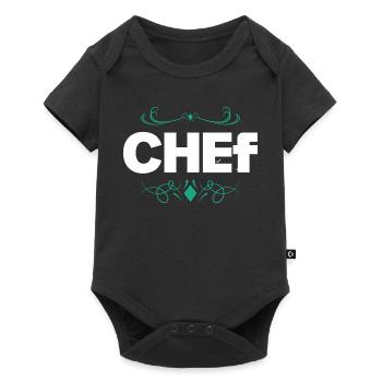 Logo du chef aux lignes ornementales élégantes - Body à manches courtes Premium Bébé - noir - Devant