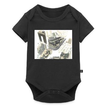 Luftige Stadtarchitektur im Looplayout - Baby Premium Kurzarmbody - Schwarz - Vorne