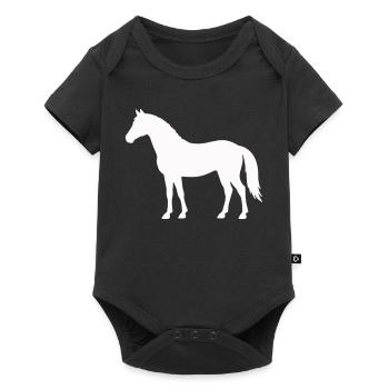 Horse silhouette in white on black - Baby Premium short-sleeve bodysuit - black - Front