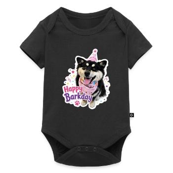 Frohen Barktag, finnischer Lapphund - Baby Premium Kurzarmbody - Schwarz - Vorne