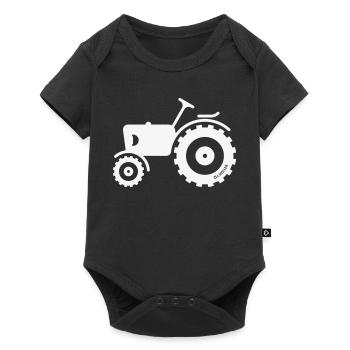 Trecker / Traktor / Schlepper / Zugmaschine (W) - Baby Premium Kurzarmbody - Schwarz - Vorne