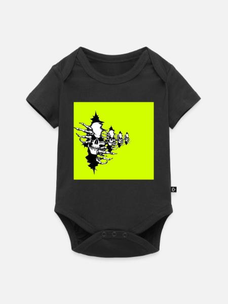 Neongelbes Skelett-Halsband - Baby Premium Kurzarmbody - Schwarz