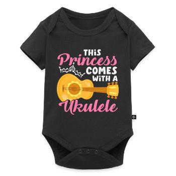 Designs et expressions amusantes de ukulélé - Body à manches courtes Premium Bébé - noir - Devant