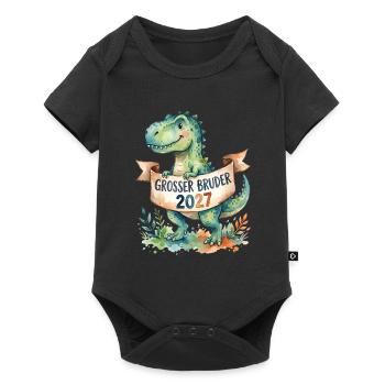 Großer Bruder 2027 Dinosaurier - Baby Premium Kurzarmbody - Schwarz - Vorne