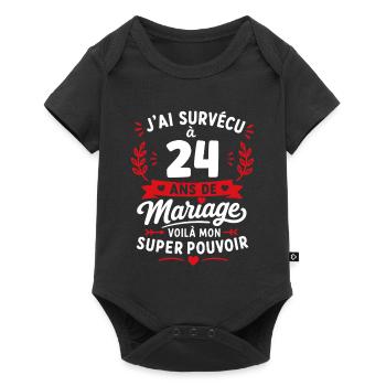 40 Ans de Mariage: Super Pouvoir - Body à manches courtes Premium Bébé - noir - Devant