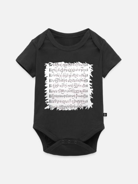 Schwarzweiß Notenblatt mit Rand - Baby Premium Kurzarmbody - Schwarz