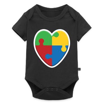 Autism Heart Puzzle - Baby Premium short-sleeve bodysuit - black - Front