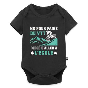 Né pour faire du VTT cadeau vélo tout-terrain - Body à manches courtes Premium Bébé - noir - Devant