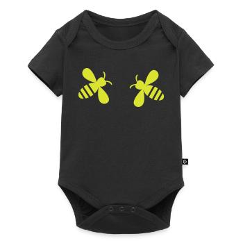 Neonbienen-Duo - Baby Premium Kurzarmbody - Schwarz - Vorne