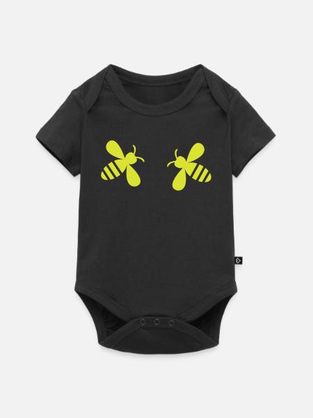 Neonbienen-Duo - Baby Premium Kurzarmbody - Schwarz