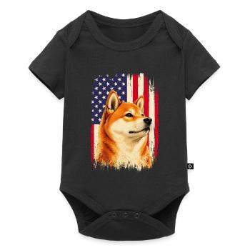 Patriotic Shiba Inu US Flag Doge USA - Baby Premium short-sleeve bodysuit - black - Front