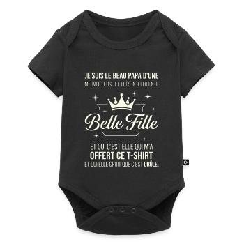 Beau Papa Merveilleuse Belle Fille Drôle - Body à manches courtes Premium Bébé - noir - Devant