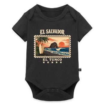 El Salvador El Tunco Vintage Reisemarke - Baby Premium Kurzarmbody - Schwarz - Vorne