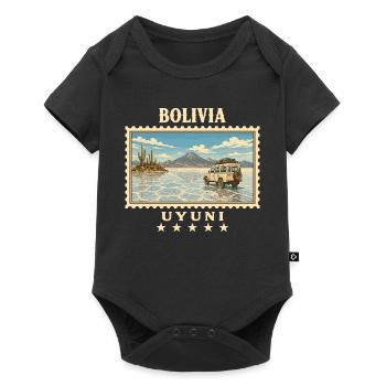 Bolivien Uyuni Vintage Reisemarke - Baby Premium Kurzarmbody - Schwarz - Vorne
