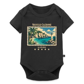 Neukaledonien Lifou Vintage Reisemarke - Baby Premium Kurzarmbody - Schwarz - Vorne