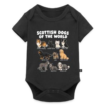 Chiens écossais de races mignonnes - Body à manches courtes Premium Bébé - noir - Devant