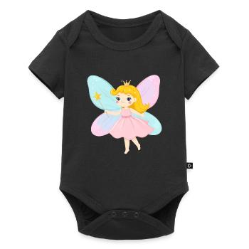 Kleine Fee im rosa Kleid mit Zauberstab – Magie - Baby Premium Kurzarmbody - Schwarz - Vorne