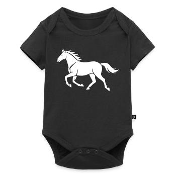 Cavalier cadeau silhouette de cheval blanc - Body à manches courtes Premium Bébé - noir - Devant