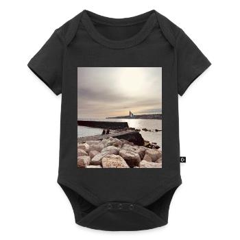 Sunset over pier and rocks - Baby Premium short-sleeve bodysuit - black - Front