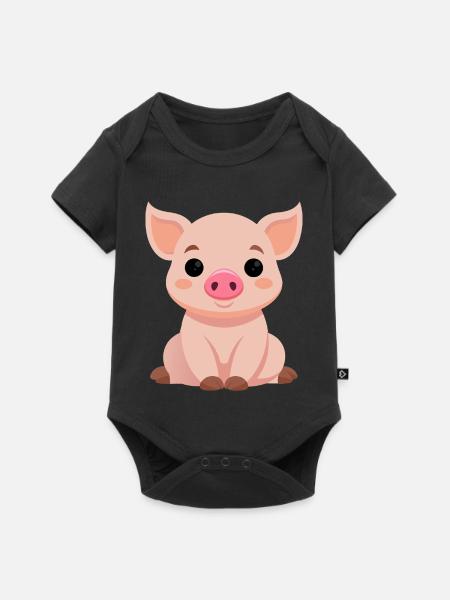 Petit cochon mignon - Body à manches courtes Premium Bébé - noir