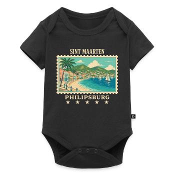 Sint Maarten Philipsburg Vintage Travel Brand - Baby Premium short-sleeve bodysuit - black - Front