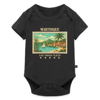 Martinique Les Trois-Îlets Vintage Reisemarke - Baby Premium Kurzarmbody - Schwarz - Vorne