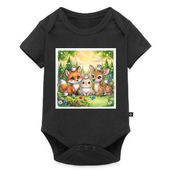 Cute Woodland Friends – Fox, Bunny & Deer Fantasy - Baby Premium short-sleeve bodysuit - black - Front