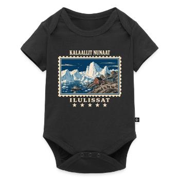 Grönland Ilulissat Vintage Reisemarke - Baby Premium Kurzarmbody - Schwarz - Vorne