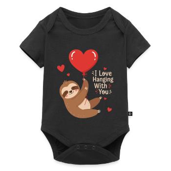 Motif de Singe câlin en Ballon Cœur - Body à manches courtes Premium Bébé - noir - Devant