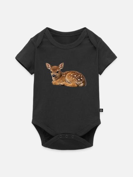 Sternenflecken Rehkitz - Baby Premium Kurzarmbody - Schwarz